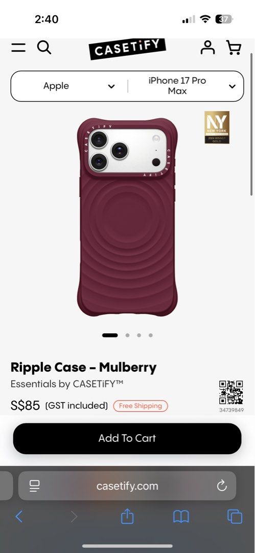 Casetify Ripple Case - Mulberry for iPhone 17 Pro Max, Mobile