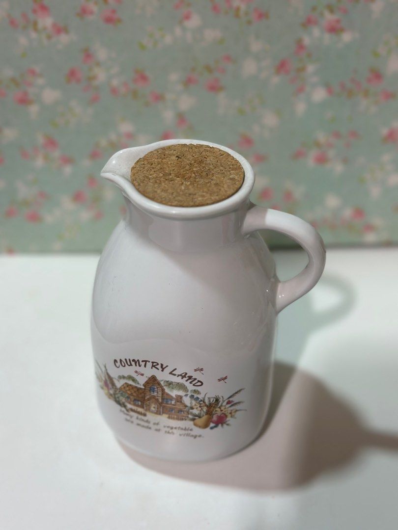 Country Land Ceramic Pitcher with Cork Lid (Category: Pitchers & Dispensers) located in Davao. Submitted by favoritepreloved (Listing ID 1413201876, Image 2). Description: ❤️ 16cm height.