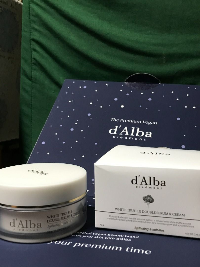 D’Alba Double Serum & Cream 70g (Category: Face Care) located in Paranaque City. Submitted by genxie_ (Listing ID 1413097207, Image 1). Description: D’Alba Double Serum & Cream (70g) A 2-in-1 skincare essential that combines serum and cream in one jar. Helps deeply hydrate, nourish, and improve skin texture while keeping skin soft, smooth, and glowing all day. ✔ Brand new / sealed ✔ Onhand – ready to ship ✔ Original (QR code on box for authentici