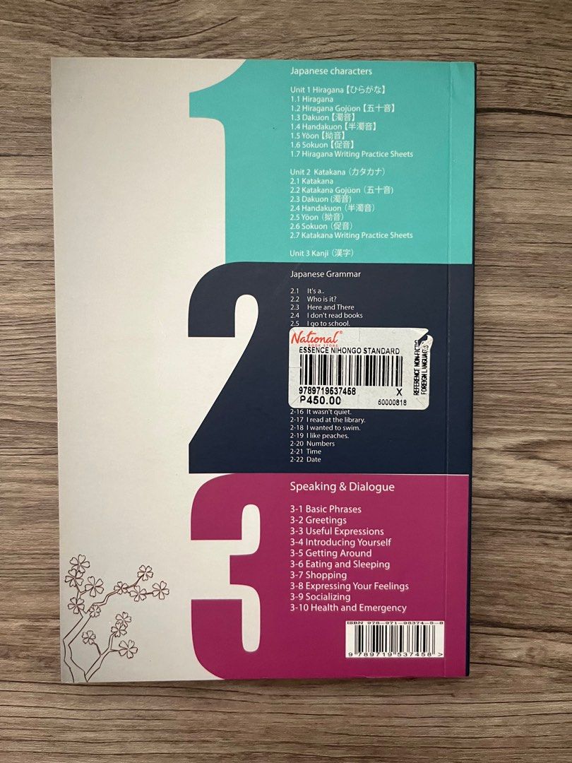 Essence Nihongo Standard Textbook (Category: Textbooks) located in Quezon City. Submitted by ekrudieter (Listing ID 1413097104, Image 2). Description: • In good condition • Well kept since purchase • Pages are intact - Comprehensive Japanese language textbook. - Covers Hiragana, Katakana, and Kanji. - Includes grammar lessons. - Features speaking and dialogue sections..