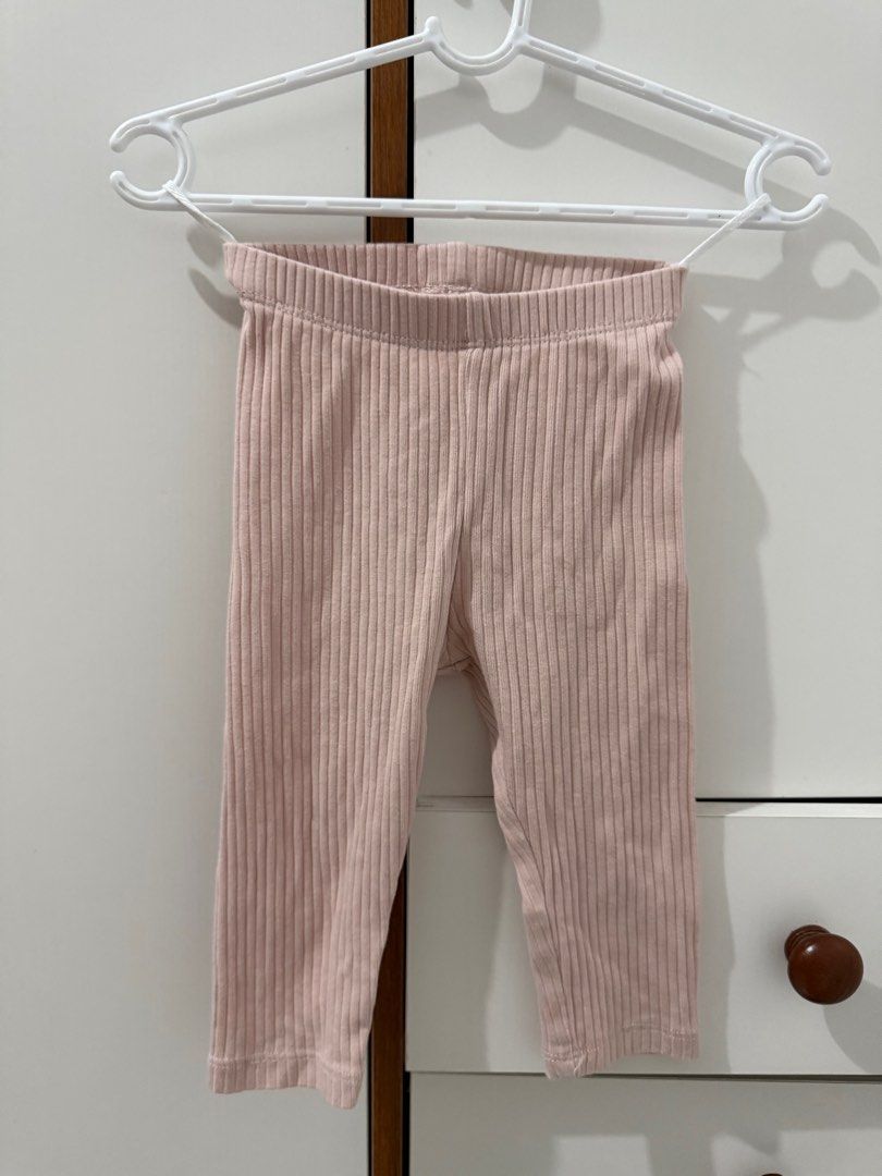 H&M Ribbed Top and Leggings Set (Category: Babies & Kids Fashion) located in Manila. Submitted by cynth25 (Listing ID 1413118955, Image 3). Description: - H&M baby set - Size: 6-9M - Color: Soft pink - Includes: Ribbed long-sleeved top with ruffle details & matching ribbed leggings - Top features a round neckline - Material: Organic cotton.