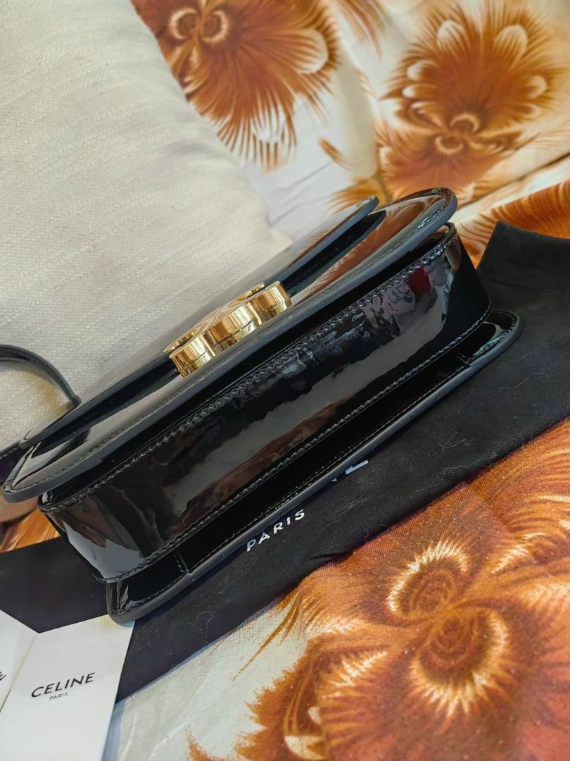 Japan Source Celine Triomphe black Patent shoulder bag (Category: Luxury Bags & Wallets) located in Cebu City. Submitted by elcoleccion21 (Listing ID 1413087785, Image 3). Description: Genuine Patent leather Coded No flaws.