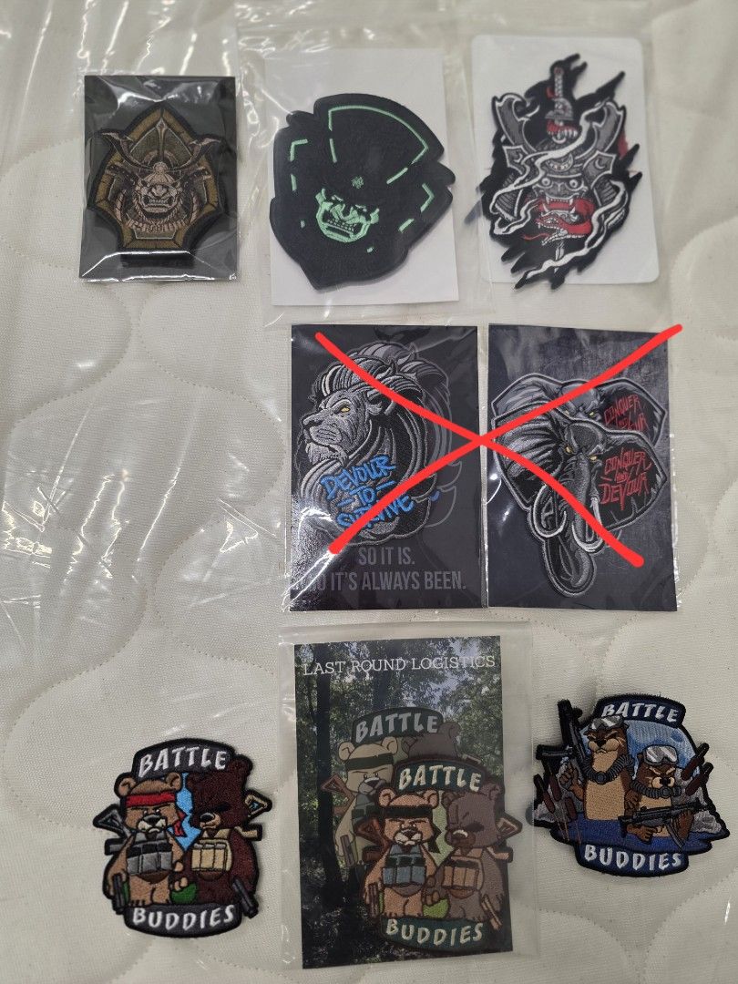 Morale Patch (Category: Vintage Collectibles) located in Singapore. Submitted by oldmannegoy (Listing ID 1405369961, Image 1). Description: First Row - $25 each Second Row - $40 each Last Row whole set - $60 Everything shown on image - $80.