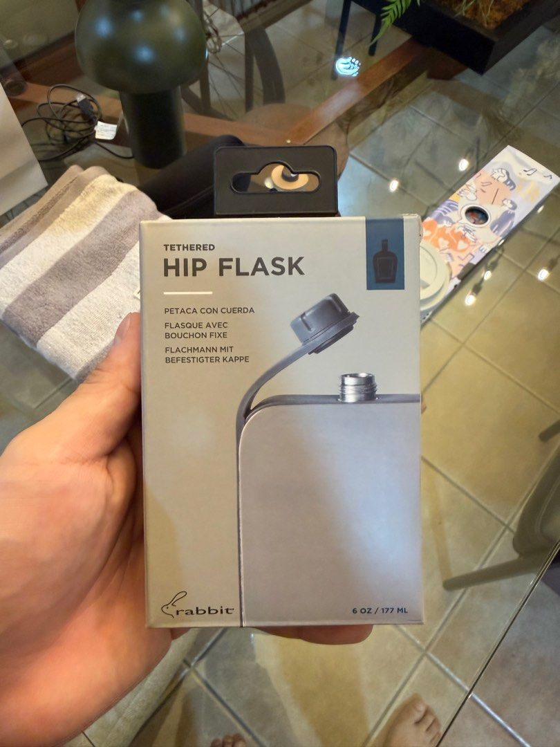 Rabbit Tethered Hip Flask 6oz (Category: Water Bottles & Tumblers) located in Rizal. Submitted by raffyposas (Listing ID 1413154950, Image 1). Description: - 6oz / 177ml capacity - Silver-colored flask - Tethered cap Pm if interested, thank you! Location: Filinvest Cainta.