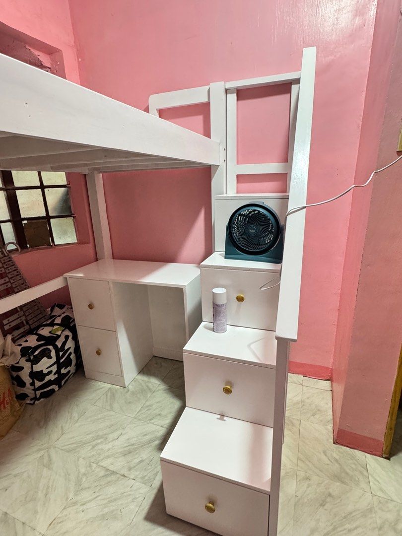 Single Loft bed (Category: Bed Frames & Mattresses) located in Bulacan. Submitted by henlooo03 (Listing ID 1413129761, Image 2). Description: Standards single size loft bed.