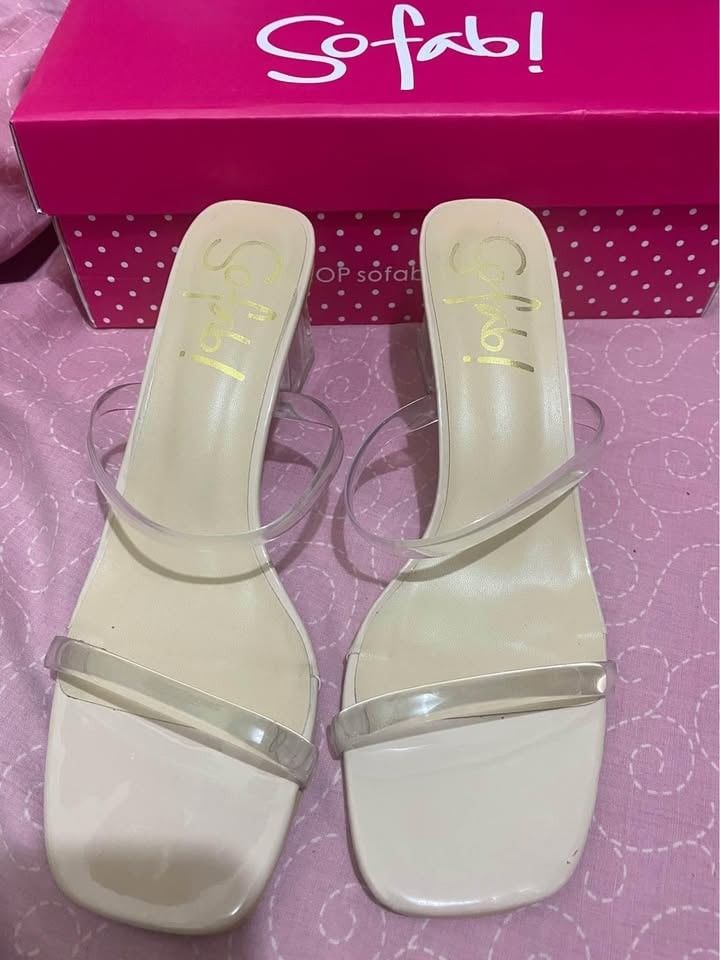 So Fab! Arielle Nude Heels (Category: Heels) located in Manila. Submitted by li7144 (Listing ID 1413123180, Image 1). Description: - So Fab! Arielle heels - Nude color - Size 38 - Clear strap design - Box is not available - Used once, sa semento ginamit kaya nagasgas ang ilalim - Perfect for any occasion.