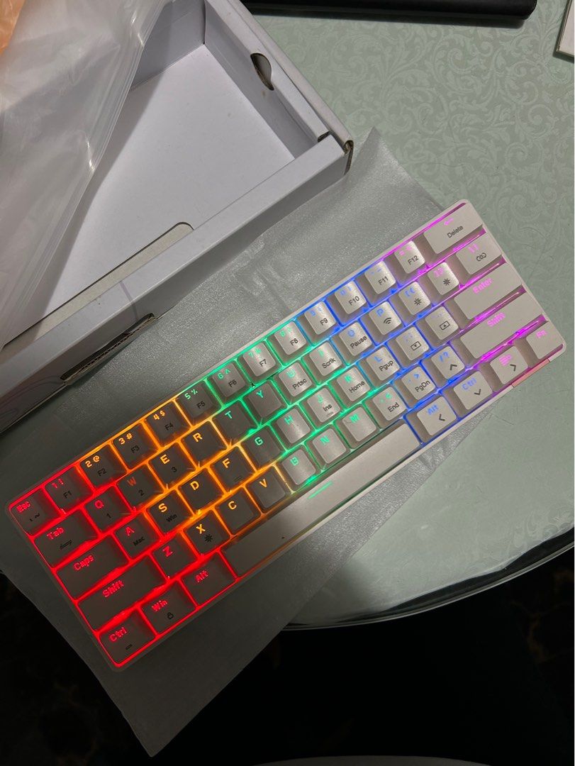 STK61 RGB Mechanical Keyboard (Category: Computer Keyboard) located in Manila. Submitted by not.toothfairy (Listing ID 1413207796, Image 1). Description: - STK61 Mechanical Keyboard Ajazz STK61 61 Keys Wired/Wireless Mechanical Keyboard Bluetooth 5.0 wireless/wired dual mode, connect up to 3 devices Light-through Double-Shot Keycaps N-key rollover under the wired mode 12 light effects With Manual Original Box .