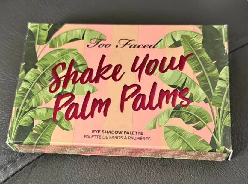 Too Faced Shake Your Palm Palms eyeshadow palette (Category: Makeup) located in Quezon City. Submitted by cheerupbby (Listing ID 1413050797, Image 1). Description: Will ship when I get back home to the Philippines in October/November 2026. Note: I will only bring what is SOLD. 📍 QC Can ship thru lalamove or j&t.