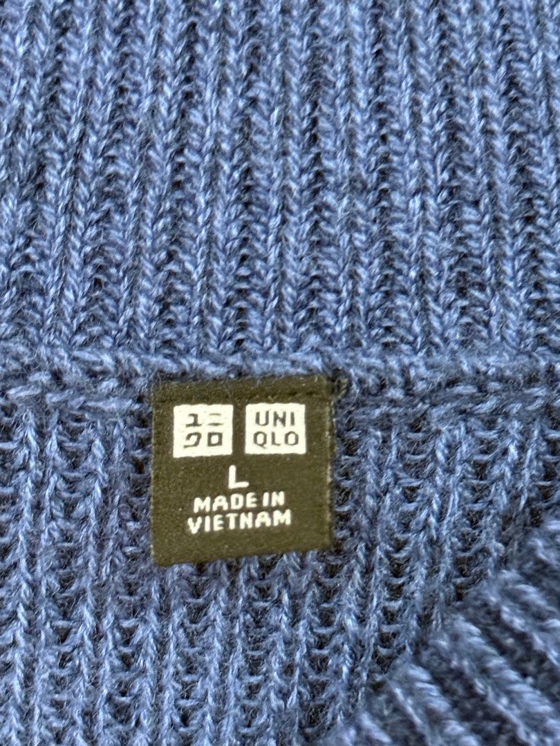 Uniqlo Blue Knit Sweater - Size L (Category: Coats, Jackets and Outerwear) located in Quezon City. Submitted by ramearc (Listing ID 1413097989, Image 3). Description: - Uniqlo knit sweater - Size: L - Color: Blue - Design: Crew neck, long sleeves - Material: 95% acrylic, 5% wool - Made in Vietnam - Perfect for layering.