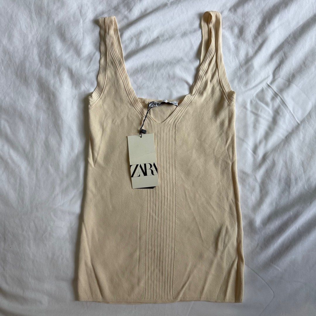 Zara Cream Knit Tank Top (Category: Sleeveless) located in Manila. Submitted by shop.declutter (Listing ID 1413205948, Image 1). Description: Small on tag.