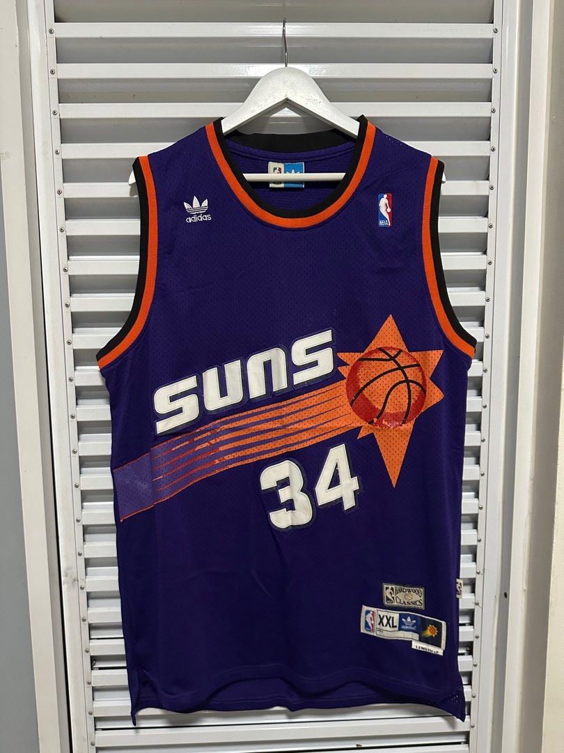 Adidas Phoenix Suns Jersey XXL (Category: Earphones) located in Pasig City. Submitted by rl.things (Listing ID 1416813473, Image 1). Description: - Authentic Adidas Phoenix Suns jersey - Size: XXL - Features team logo and colors - Number 34 on front - Adidas and NBA logos included - Made with breathable fabric - Ideal for basketball fans and jersey collectors.