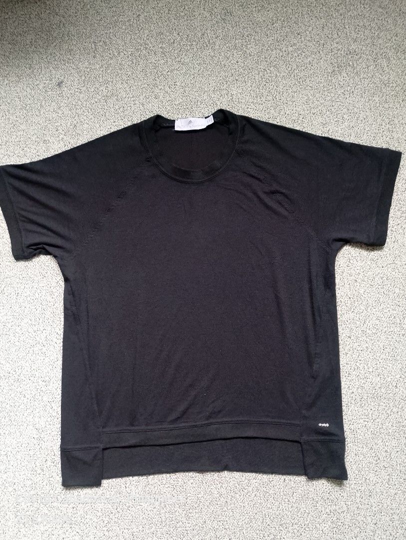 Adidas Stella Mc Carthney Active wear Tee (Category: Others Tops) located in Cabadbaran. Submitted by ztsfinds (Listing ID 1416692088, Image 1). Description: This is curated ukay clothes, already washed. Color may vary due to lighting. Have flaws,you can see it sa last pic.Color condition 10/10. Size: 085 (in Asian size,small) Dimensions on tag: Chest: 086 cm Height: 163 cm Length:62 cm (actual measurement) Width: 51 cm (actual measurement).