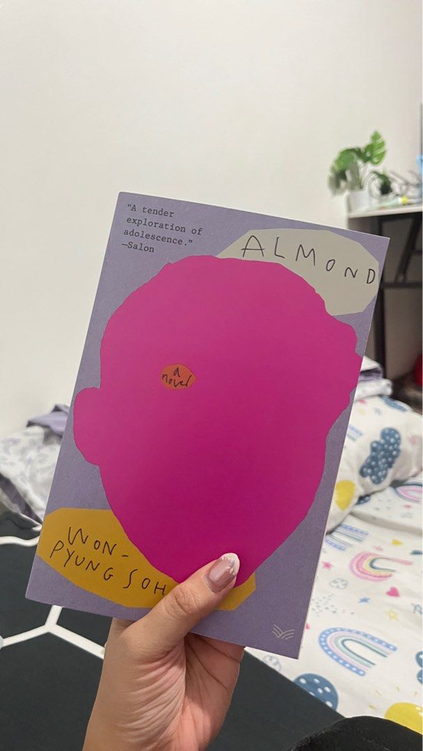 Almond by Won-Pyung Sohn (Category: Storybooks) located in Pasay City. Submitted by marlamariebangco05 (Listing ID 1416705596, Image 1). Description: - Title: Almond - Author: Won-Pyung Sohn - Cover: Pink illustration with title and author - Features a quote from Salon - Genre: Novel - Condition: Like new.
