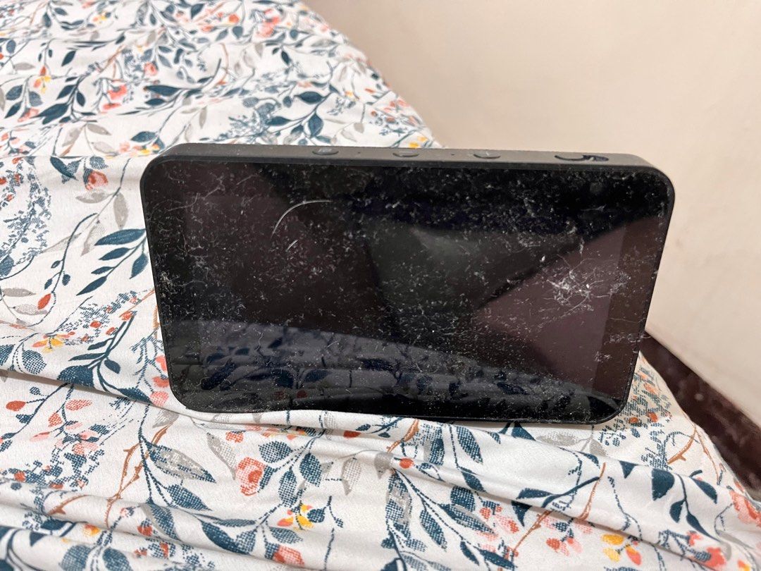 Amazon Echo Show (Category: Entertainment Systems & Smart Home Devices) located in Manila. Submitted by alexeikaramazov (Listing ID 1416711824, Image 1). Description: - Amazon Echo Show with ghost touch some parts of screen - Black fabric back - Includes power cable -device has slight issues with audio.