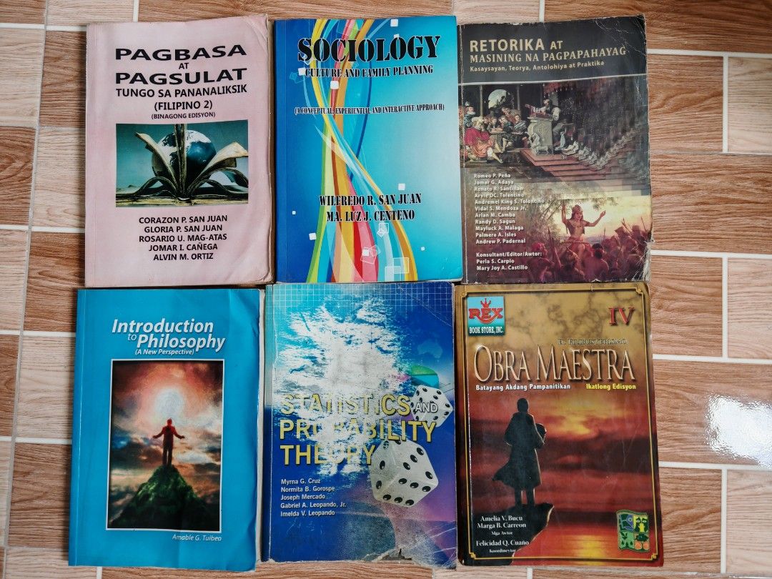 ASSORTED COLLEGE TEXTBOOKS (Category: Textbooks) located in San Pedro. Submitted by bangs_oreo (Listing ID 1416713720, Image 1). Description: ⚠️ THESE ARE PRELOVED TEXTBOOKS, SO PLS MANAGE YOUR EXPECTATIONS⚠️ 𖹭 Introduction to Philosophy - 150 𖹭 Statistics and Probability Theory - 99 𖹭 Sociology - 200 𖹭 Pagbasa at Pagsulat Tungo sa Pananaliksik - 100 𖹭 Retorika at Masining na Pagpapahayag - 130 𖹭 El Filibusterismo Obra Maestra - 150 ᝰ.ᐟ PM 