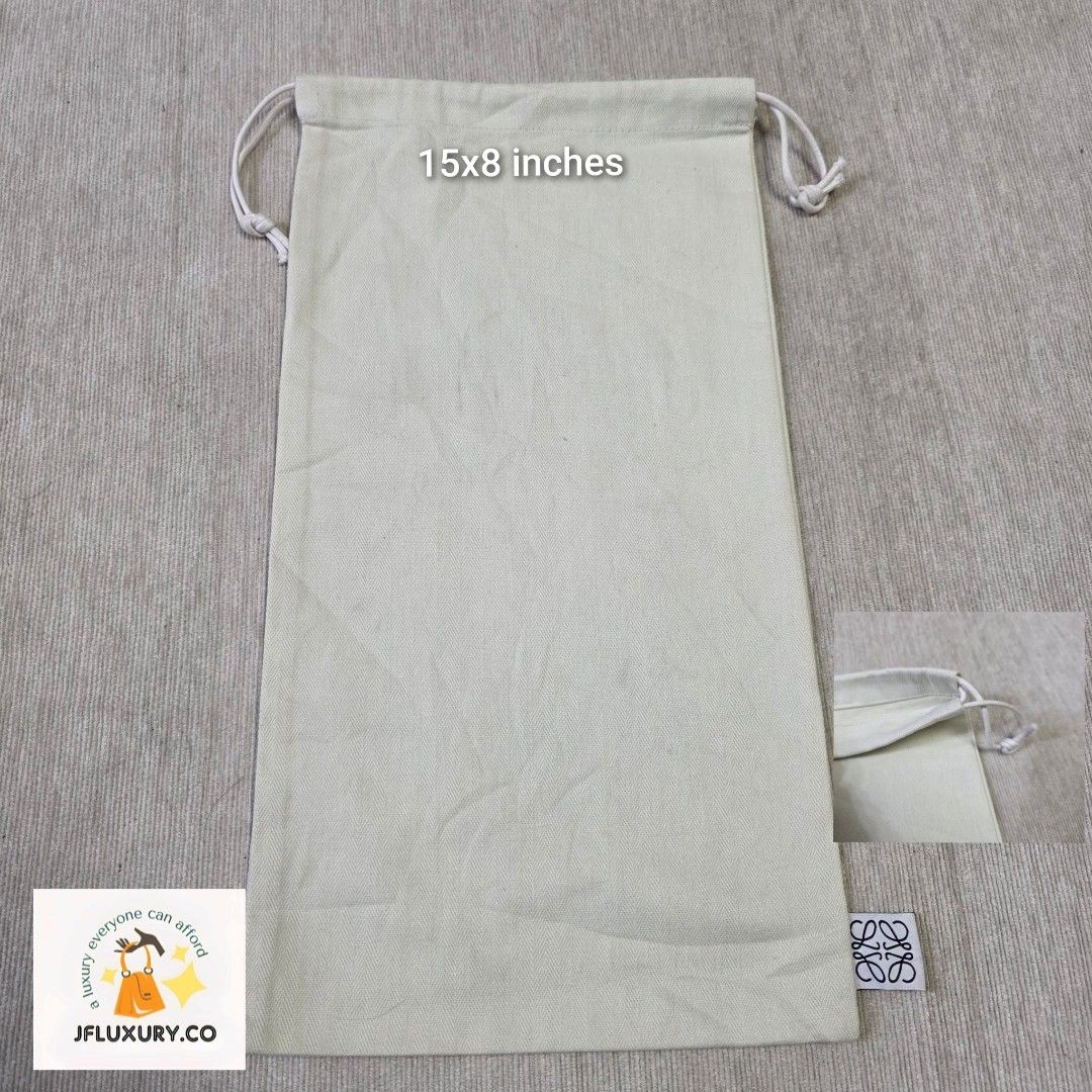 Authentic Loewe dust bag 15x8 inches (Category: Purses & Pouches) located in Manila. Submitted by jfluxury.co (Listing ID 1416831659, Image 1). Description: excellent condition like new no flaws bought in Japan 🇯🇵 💯% Authentic. 😊 Money back guarantee. 😊 Clean and ready to use na.