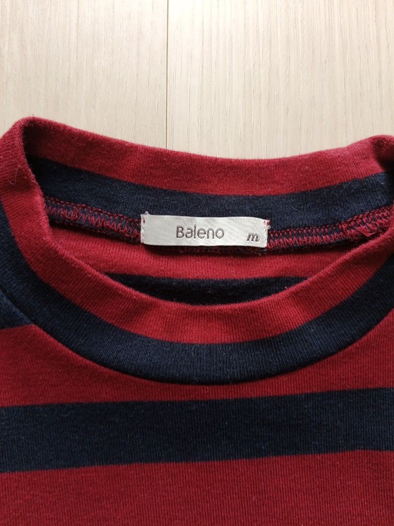 Baleno Striped Long Sleeve Shirt - Medium (Category: Babies & Kids Fashion) located in Quezon City. Submitted by 2sweetie (Listing ID 1416679087, Image 3). Description: - Baleno long sleeve shirt - Red and navy blue stripes - Crew neck - Medium size - Regular fit - Classic and versatile - Baleno logo on inner tag.