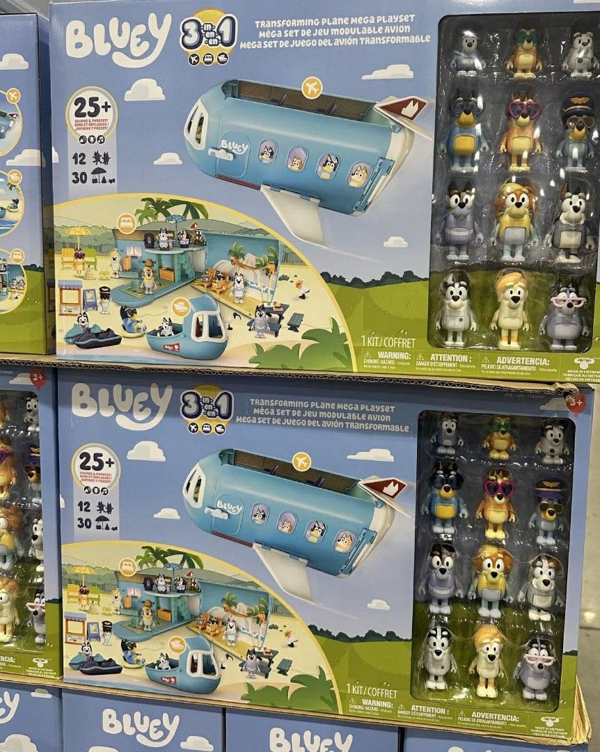 Bluey 3-in-1 Transforming Plane Mega Playset (Category: Kids Toys) located in Imus. Submitted by chie0308 (Listing ID 1416677881, Image 1). Description: - Bluey 3-in-1 Transforming Plane Mega Playset - Includes a transforming plane - Features figures and accessories - Over 25 pieces in total - Jouet modulable avion (Transforming plane) - Great for imaginative play - Perfect for kids who love Bluey SUPER daming accessories!! 😍 Sulit na sulit‼️.