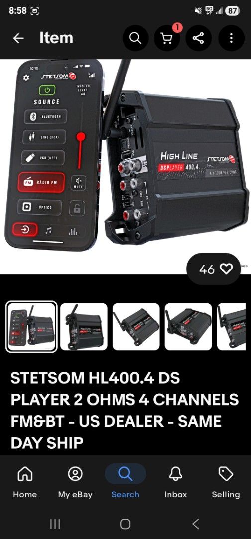 Car Amp w App Stetsom HL400.4 DS Amplifier (Category: Audio, Video, Alarm and other Electronic Accessories) located in Makati City. Submitted by ryle2046 (Listing ID 1416650252, Image 2). Description: Brand new in box, extra unused amp in my car audio installation.. Bought in USA Stetsom HL DSPlayer 400x4 - All in One, Amplifier with DSP, BT, APP, FM Radio, Inputs RCA/High/Infra-red, Processed output for auxiliary amplifier, Compatible with Stets