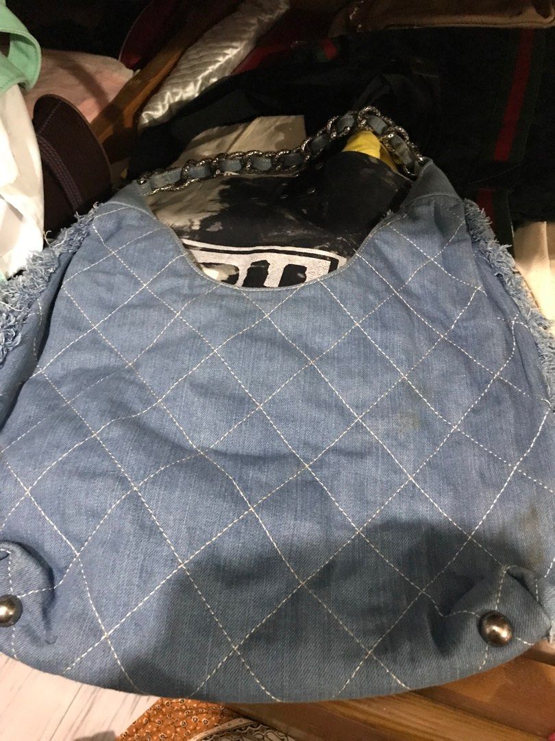 Chanel Denim Hobo Bag (Category: Luxury Bags & Wallets) located in Caloocan City. Submitted by mermaid.drive (Listing ID 1416805503, Image 2). Description: perfect for daily use washable stain due to storage from japan wysiwyg.