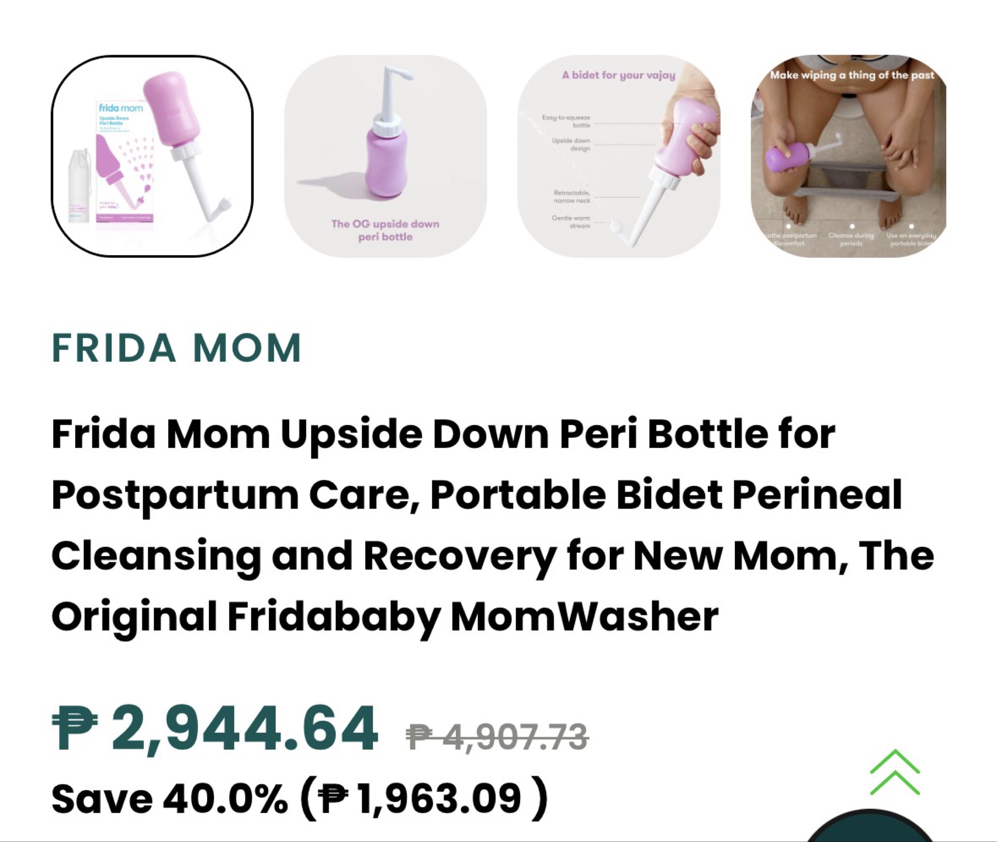 Frida Mom Upside Down Peri Bottle & Postpartum Seat (Category: Maternity Care) located in Paranaque City. Submitted by brattina (Listing ID 1416731588, Image 3). Description: - Frida Mom Upside Down Peri Bottle for postpartum care - Includes travel bag - Designed for portable bidet perineal cleansing and recovery - Red postpartum seat for comfort - Ideal for postpartum recovery FRIDA MOM Upside Down Peri Bottle for Postpartum Care, Portable Bidet