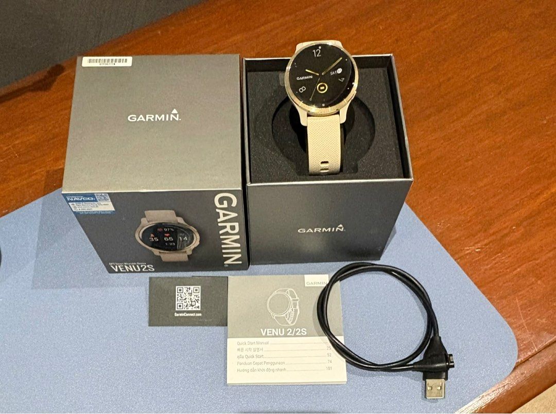Garmin Venu 2S GPS Smartwatch (Category: Wearables & Smart Watches) located in Taguig. Submitted by ohmarmoris (Listing ID 1416748909, Image 1). Description: - Price is negotiable - Lightly used - Lady owned - Good as new - You can visit the website for specs: https://ph.garmin.com/products/wearables/venu-2s-tundra-champagne/#specsTab - RFS: Upgraded.