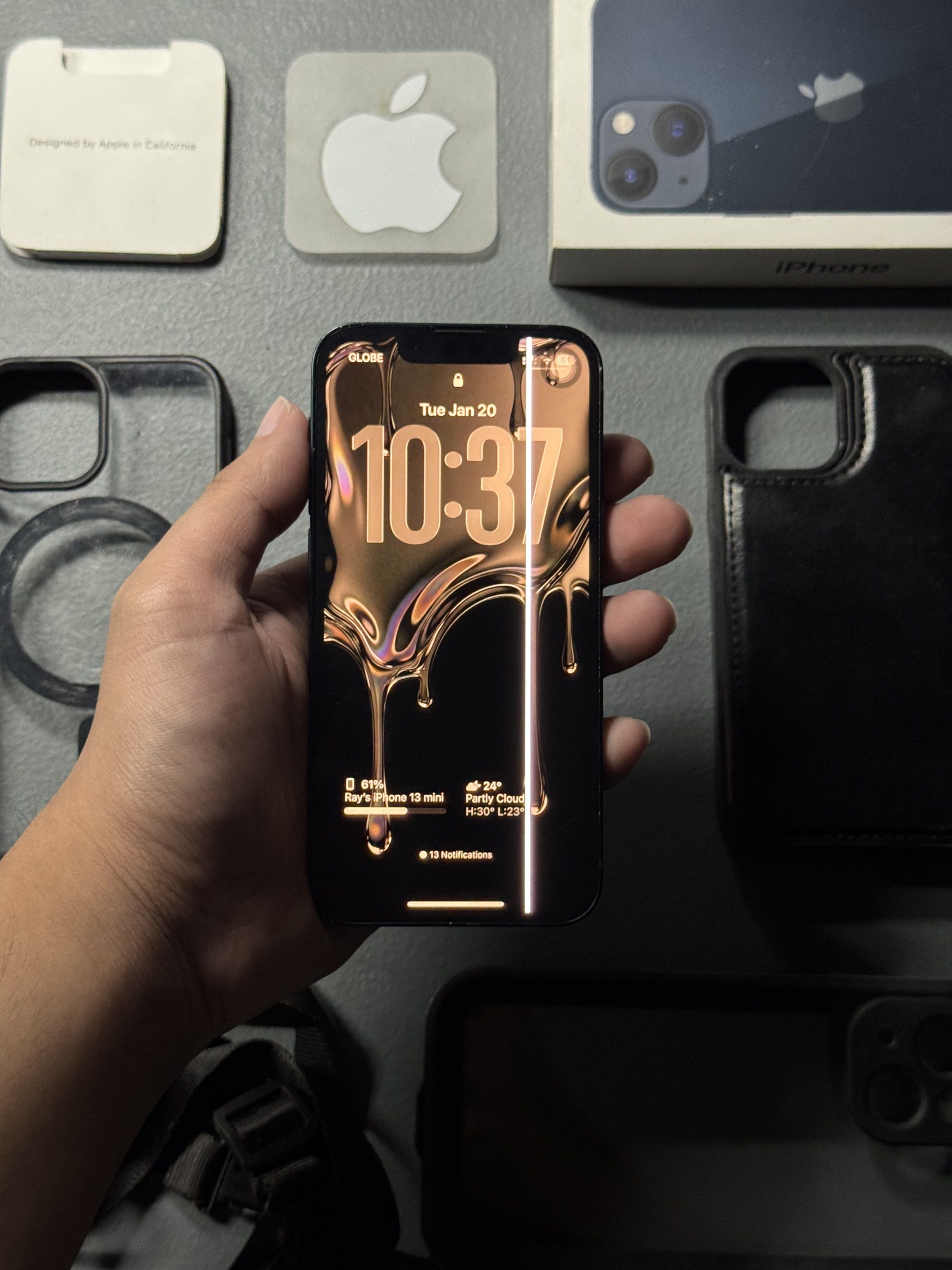 iPhone 13 mini (Category: iPhone 13 Series) located in Manila. Submitted by livehorse-9578 (Listing ID 1416814416, Image 2). Description: Selling my iphone 13 mini midnight black (128gb) w/ issue - - - - ▪️67% battery health ▪️No history of repair ▪️ios 26.2 ready ▪️ unli reset 💯 ▪️ Still negotiable - - - - Inclusions: ▪️with box (same serial number) ▪️Apple Sticker ▪️4 cases - 2 magsafe case - 1 case/card holder - 1 waterproof case (1 beses lan