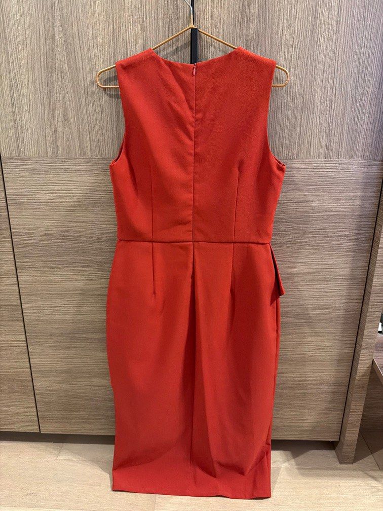 burnt orange peplum dress Burnt Orange Shirtdress, Summer Cocktail Oversize Dress, Wedding Guest Outfit, Garden Party Dress, Bishop Sleeves Long Dress, A Line Dress