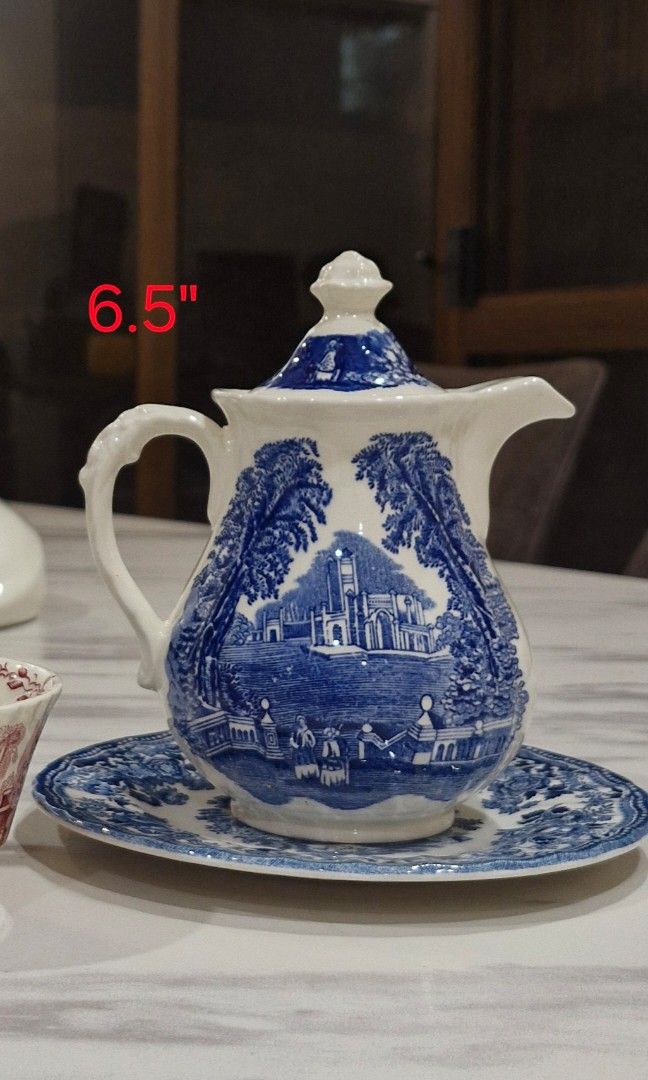 Mason's Teapot & Teacup Bundle (Category: Other Kitchenware & Tableware) located in Pasig City. Submitted by gotenten (Listing ID 1416682787, Image 2). Description: Mason's Teapot • Body has perfect condition, natural crazing on the lid. Churchill Cake Plate - Excellent condition. Mason's Teacup • Minimal crazing on the inside..