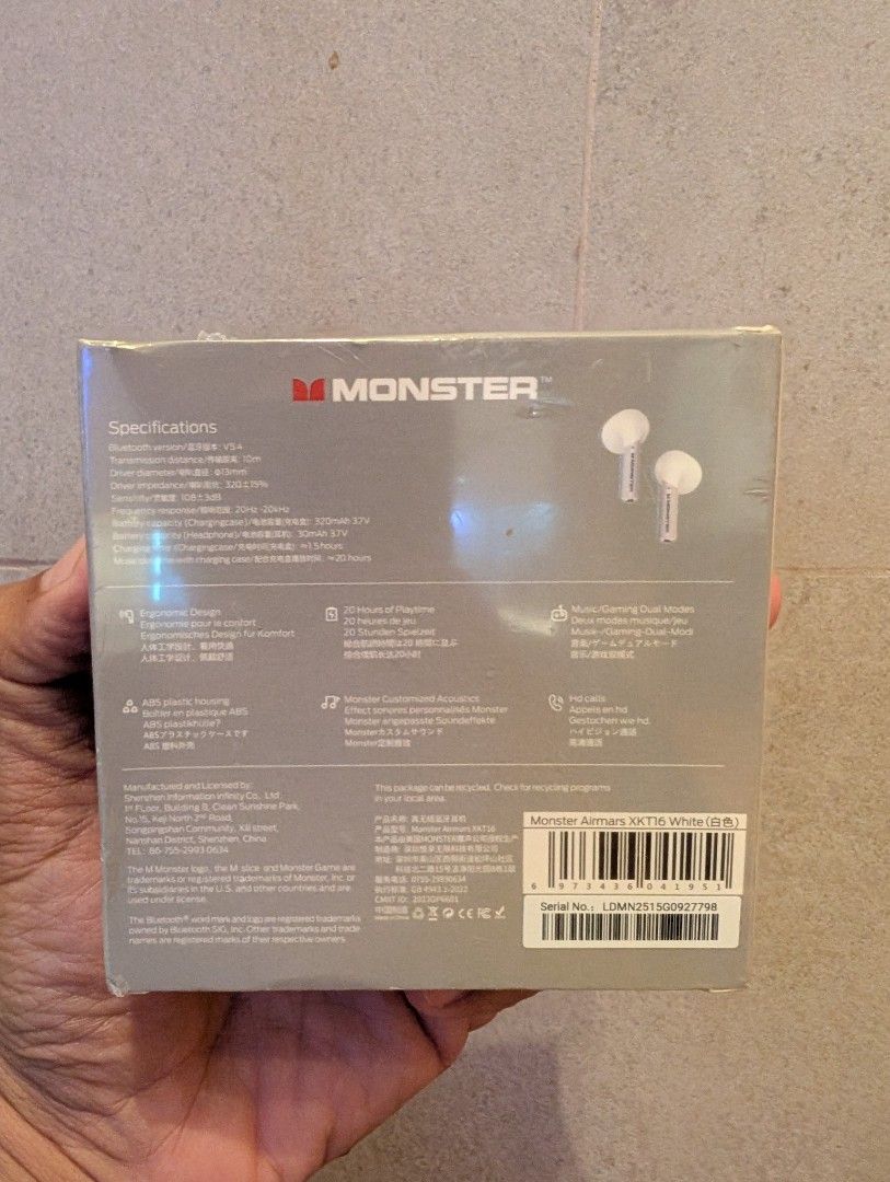 Monster Airmars XKT16 Bluetooth earphones (Category: Earphones) located in Quezon City. Submitted by unboxingtito (Listing ID 1416829450, Image 2). Description: Brand new and sealed .