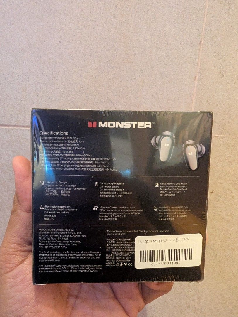 Monster Maxstar MQT52 Bluetooth earphones (Category: Earphones) located in Quezon City. Submitted by unboxingtito (Listing ID 1416829382, Image 3). Description: Brand new and sealed .