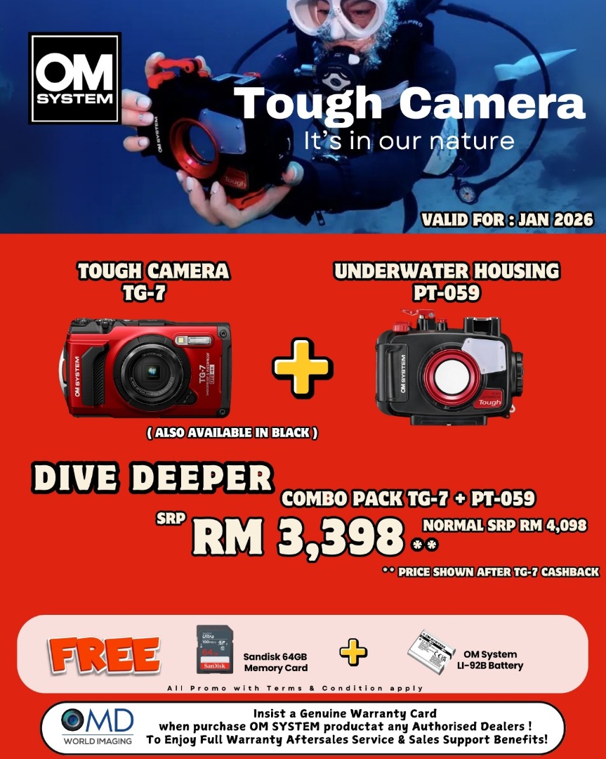 Olympus Tough Camera TG-7 + Underwater housing PT-059 Dive Deeper Combo ...