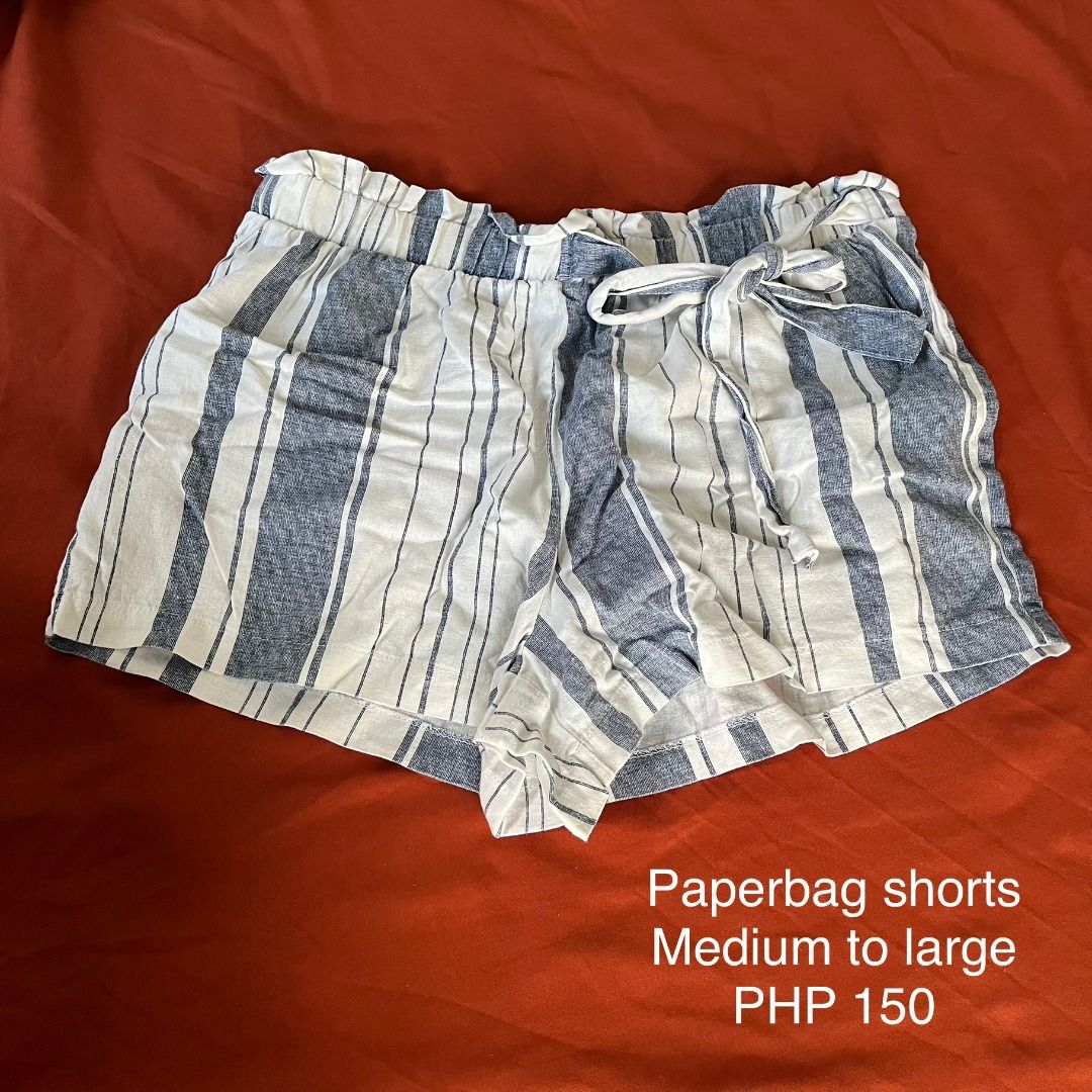 Paperbag Striped Shorts - Medium to Large (Category: Shorts) located in General Luna. Submitted by vstesing (Listing ID 1416726150, Image 1). Description: - Blue and white striped paperbag shorts - Comfortable elastic waistband - Stylish tie detail - Fits medium to large sizes - Perfect for casual wear.