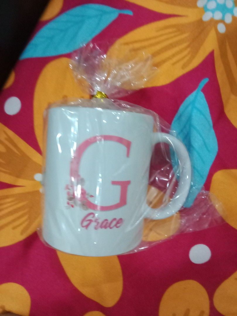 Personalized Mug with Letter G (Category: Coffee & Tea Tableware) located in Cebu City. Submitted by monsterheart (Listing ID 1416751710, Image 1). Description: letter G Grace name mug.