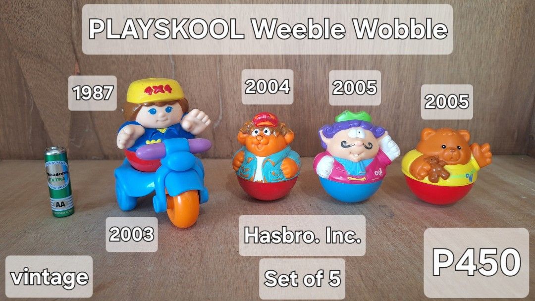 Playskool Weeble Wobble (Category: Kids Toys) located in Angeles City. Submitted by kewlitibles (Listing ID 1416798862, Image 1). Description: 5 pcs. Playskool Weeble Wobble from different years LOCATION: Pampanga MOP: GCash SHIPPING: JNT / LBC / Flash Express.