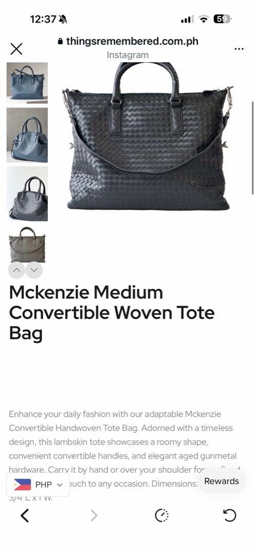 Preloved Things Remembered Mckenzie Medium Laptop Bag Black (Category: Luxury Bags & Wallets) located in Pasay City. Submitted by georgiaetc (Listing ID 1416833122, Image 1). Description: Lambskin tote with long strap 13x15 inches Retail price is 13800 .