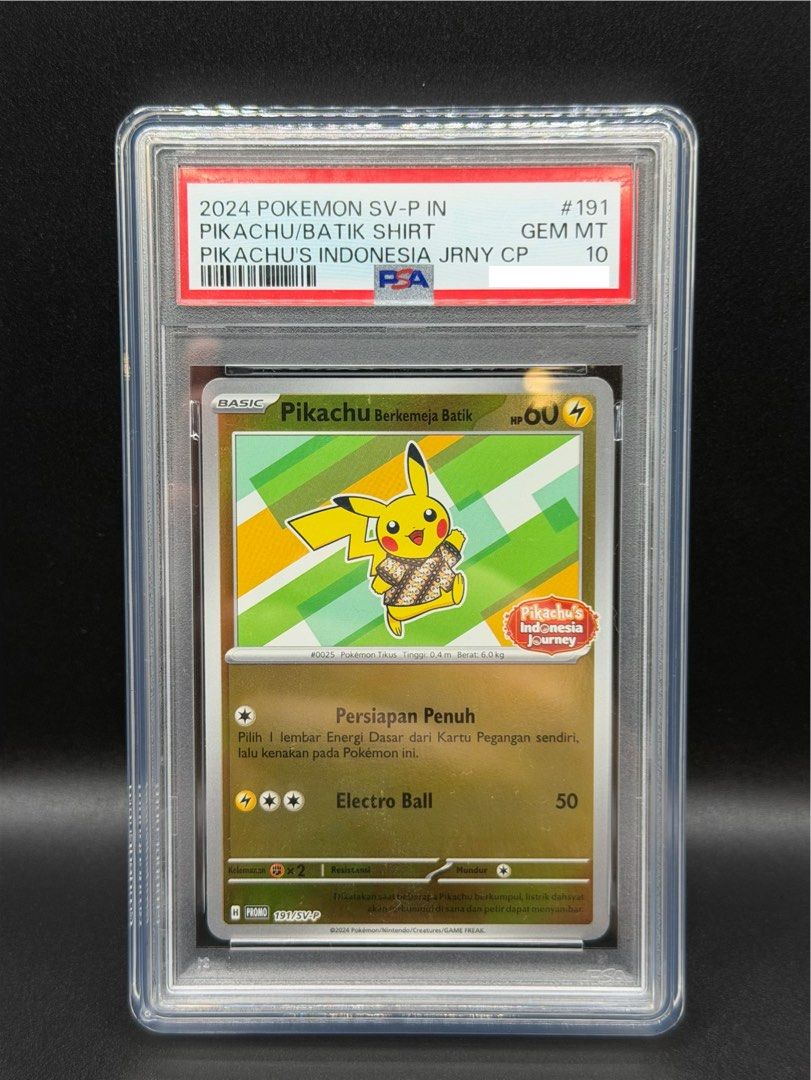 Psa10 Pikachu Berkemeja Batik Promo 191/SV-P Holo Foil Green