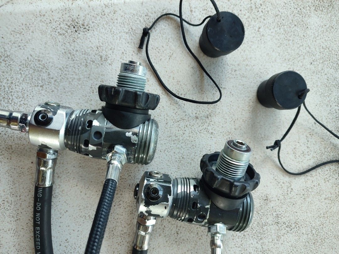 Scuba Sidemount Regulators Set (Category: Water Sports) located in Muntinlupa City. Submitted by dons1925 (Listing ID 1416672452, Image 3). Description: scuba diving Regulator for Sidemount brand UTD Black Camo in good condition need servicing for safety. issue: SPG has moisture. but can be serviced also. meet up in SNR Lipa batangas, or Filinvest alabang by schedule #apeks #scubapro #aqualung #oms #mares #poseidon #scuba gears #diving.