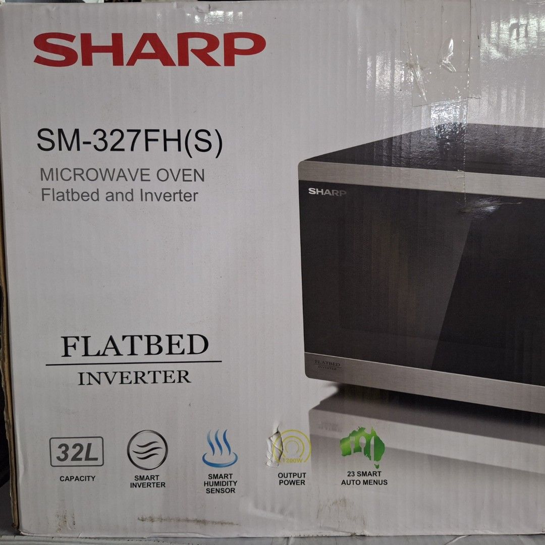 Sharp 32L Flatbed Microwave Inverter SM-327FH(S) (Category: Ovens & Toasters) located in Muntinlupa City. Submitted by shopandsaveau (Listing ID 1416699875, Image 2). Description: Sharp 32L Flatbed Microwave Inverter SM-327FH(S) Surplus from Australia P5,500.