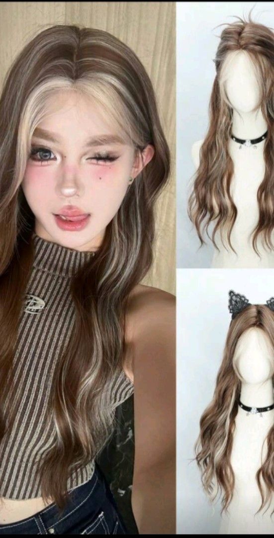 Shein Middle Parting Fringe Layered Waves Wig (Category: Hair Accessories) located in Taguig. Submitted by cwonlinestore (Listing ID 1416775233, Image 2). Description: Shein wig with middle parting fringe and layered waves. It is 28 inches long and features a brown and blonde color combination. The wig has a natural look and is suitable for various occasions. It is styled with a middle part and has a fringe. The wig is designed to be easy to wear