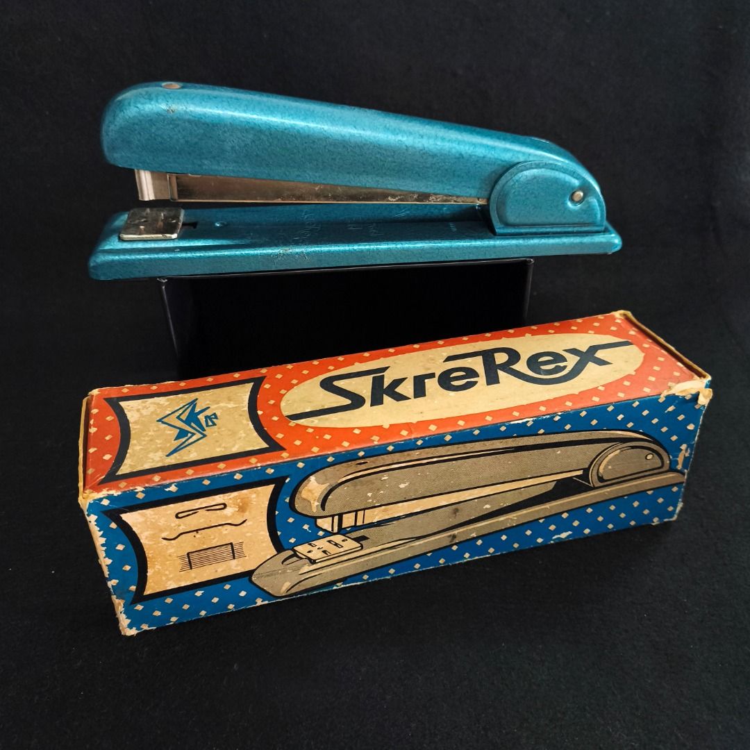 Rare Vintage German Mid-Century Stapler --- With Box, Blue Craquelure ...