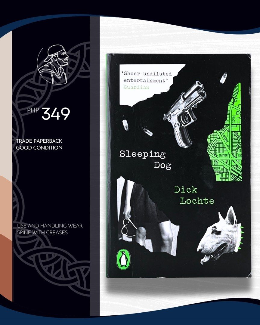 Sleeping Dog by Dick Lochte (Category: Storybooks) located in Makati City. Submitted by booksofanders (Listing ID 1416809922, Image 1). Description: SLEEPING DOG by Dick Lochte Trade Paperback Good Condition - Wear due to use - Spine with creases Modes of Payment GCash or BPI QR Price excludes Shipping Fee Within Metro Manila : Lalamove or Grab Delivery (To be arranged and paid by buyer) Outside Metro Manila : J&T No meet-ups For USED BOOKS, you 