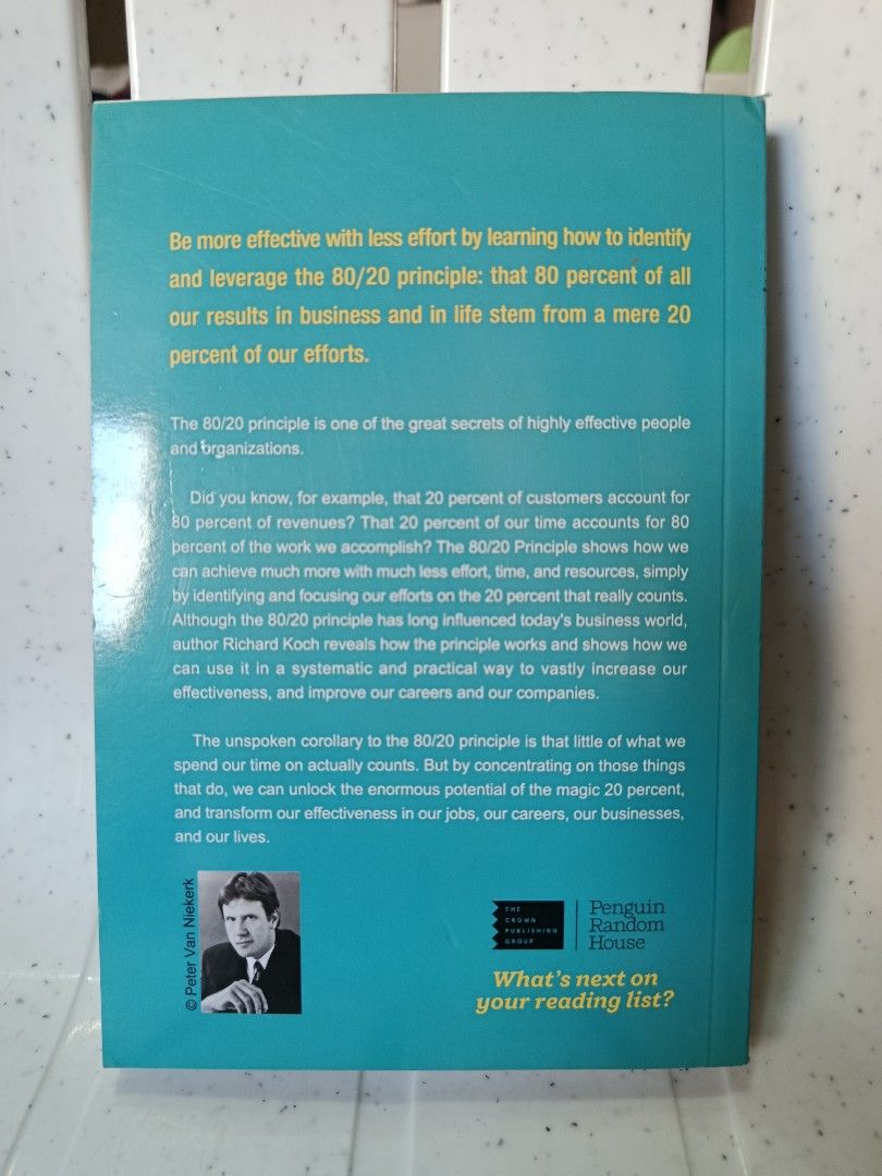 The 80/20 Principle by Richard Koch (Category: Storybooks) located in Navotas City. Submitted by terry.hamhams (Listing ID 1416691752, Image 2). Description: - Third edition of "The 80/20 Principle" by Richard Koch. - Reveals the secret to achieving more with less. - Features four new chapters. - Recommended by Timothy Ferriss, author of "The 4-Hour Workweek"..