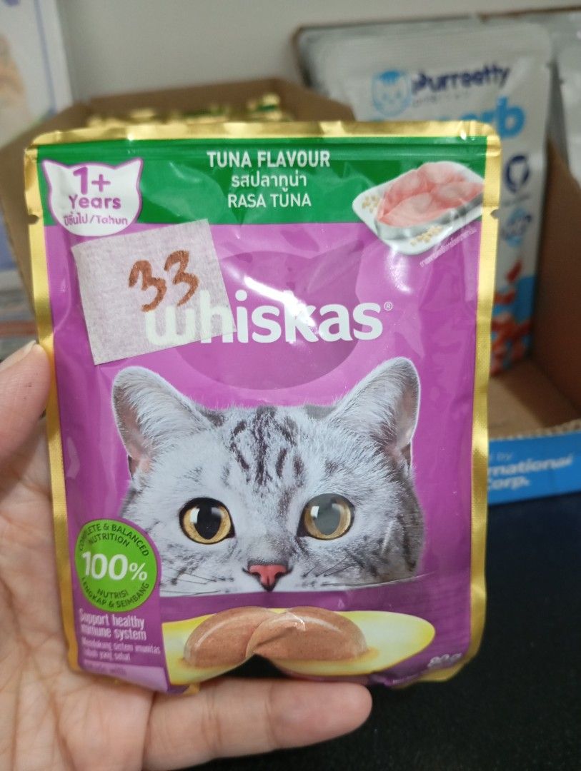 Whiskas Wet Cat Food (Category: Pet Food) located in Tanay. Submitted by annecrvycollection (Listing ID 1416761511, Image 1). Description: Whiskas Wet Food - Tuna Flavor 33/pouch Free shipping Free same day delivery PM for inquiries 💜.