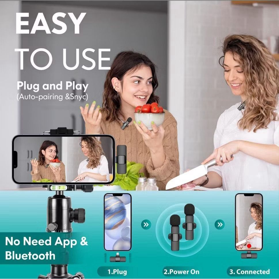 Wireless Lavalier Microphone for iOS - Plug and Play - 2 Mic65150909033603114