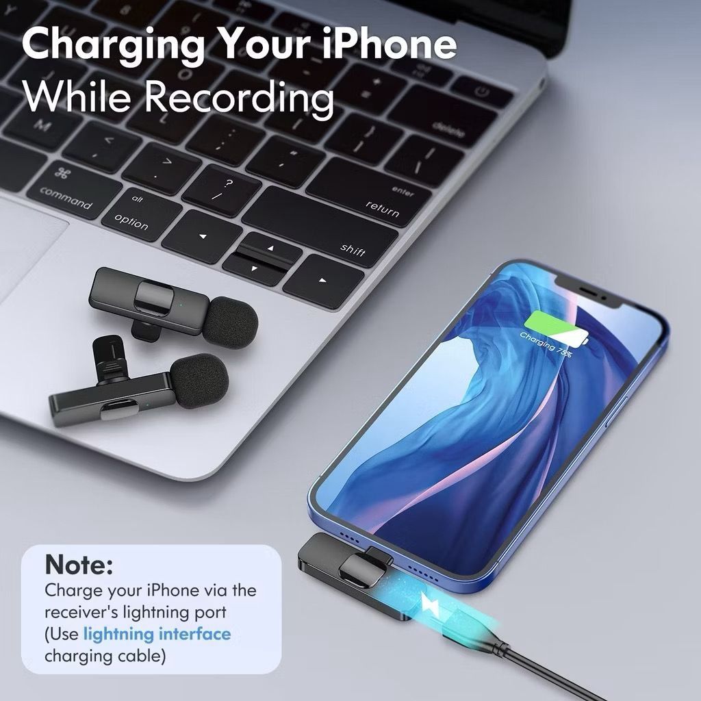 Wireless Lavalier Microphone for iOS - Plug and Play - 2 Mic65150909033603116