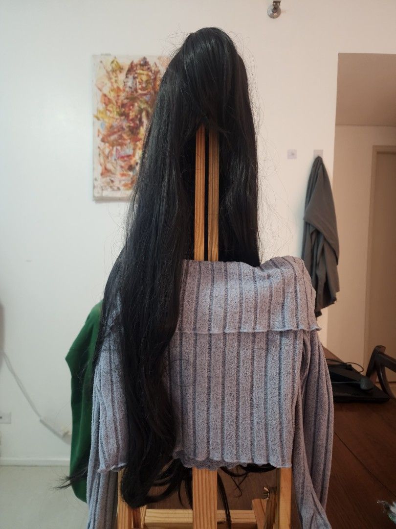 X Full Face Fringe Wig - 26 inch (Category: Hair Accessories) located in Taguig. Submitted by cwonlinestore (Listing ID 1416775229, Image 2). Description: - Black wig - 26 inches long - Full face fringe - Straight waves - Brand: X - Perfect for cosplay or a new look - Ready to wear - Easy to style Note: No when worn, no additional photos. i both study & work. please send the following details ; (shipping: J&T/lalamove) name: address: number: mop 