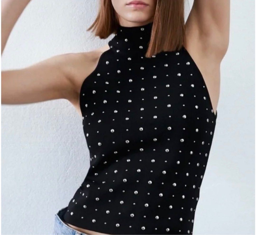 Zara Studded Halter Top (Category: Sleeveless) located in Taguig. Submitted by gingerfinds (Listing ID 1416702543, Image 3). Description: .