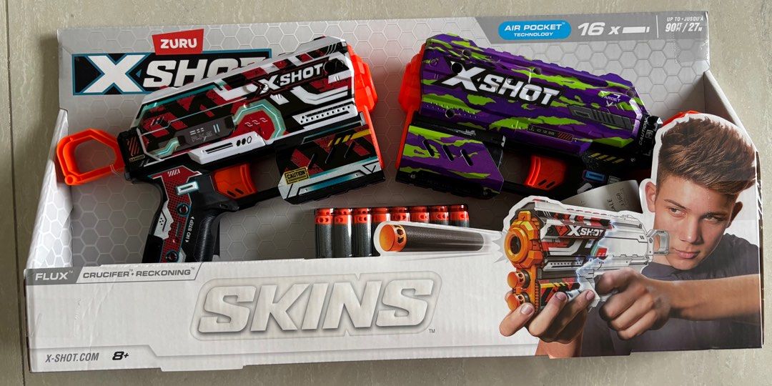XSHOT Skins Jurassic World Flux Jurassic: Dos Blasters De Espuma Con 16 Dardos Para Diversión Jurásica