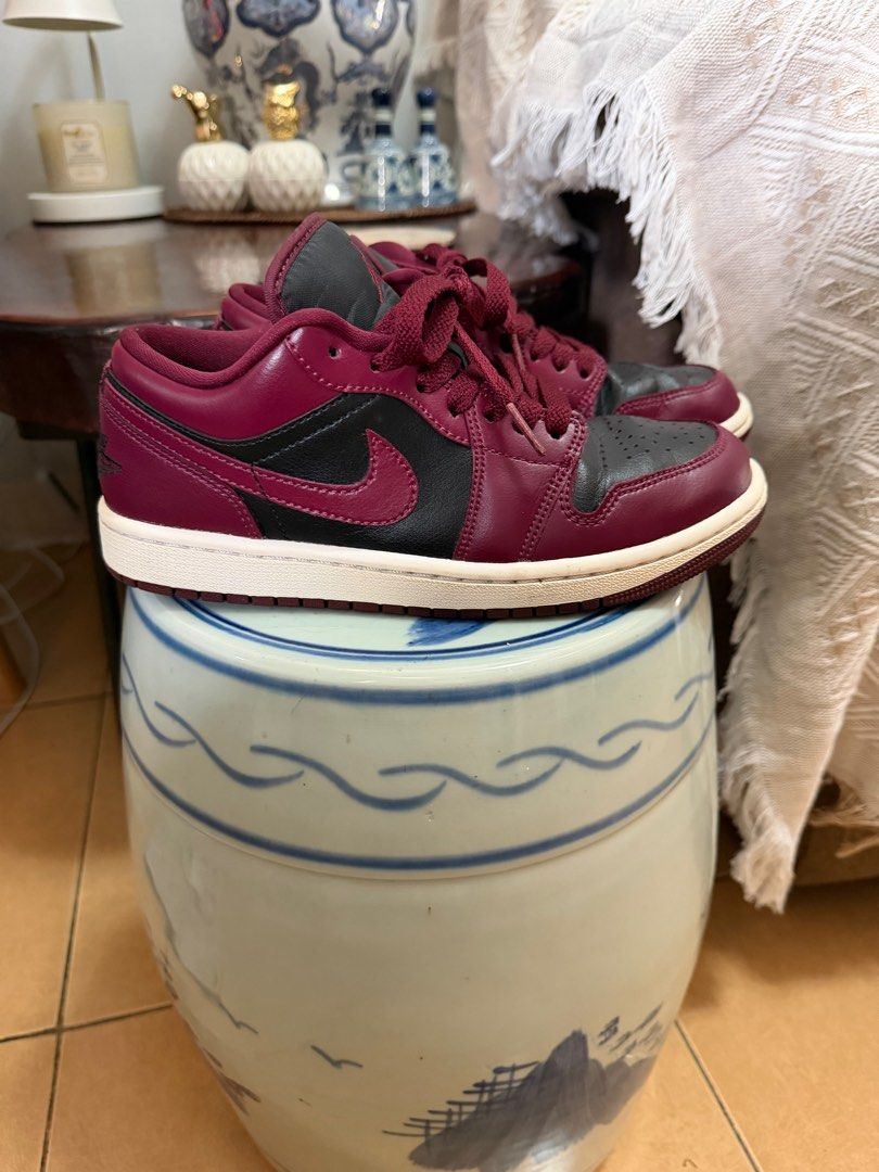 Air Jordan 1 Low - Maroon/Black (Category: Sneakers) located in San Juan City. Submitted by vmdln (Listing ID 1416917220, Image 1). Description: - Air Jordan 1 Low sneakers - Maroon and black colorway - Features Nike swoosh - Air Jordan wings logo on heel - White midsole - Maroon laces - Classic and stylish design.